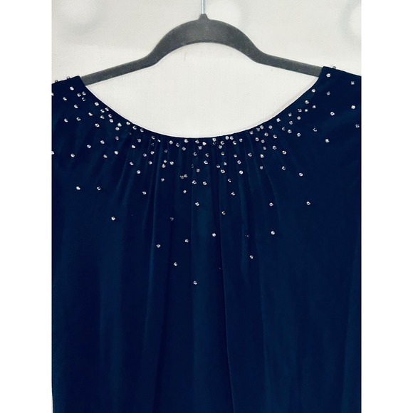 Dresses & Skirts - Black Rhinestone Sheath Dress Sheer Flutter Sleeve V-Back Cocktail Dress